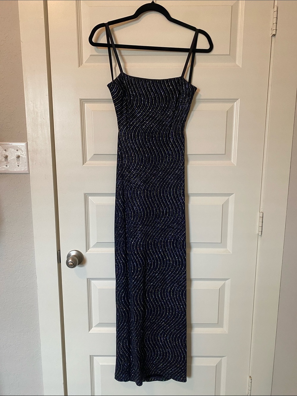 90s y2k Navy Sparkle Backless Maxi